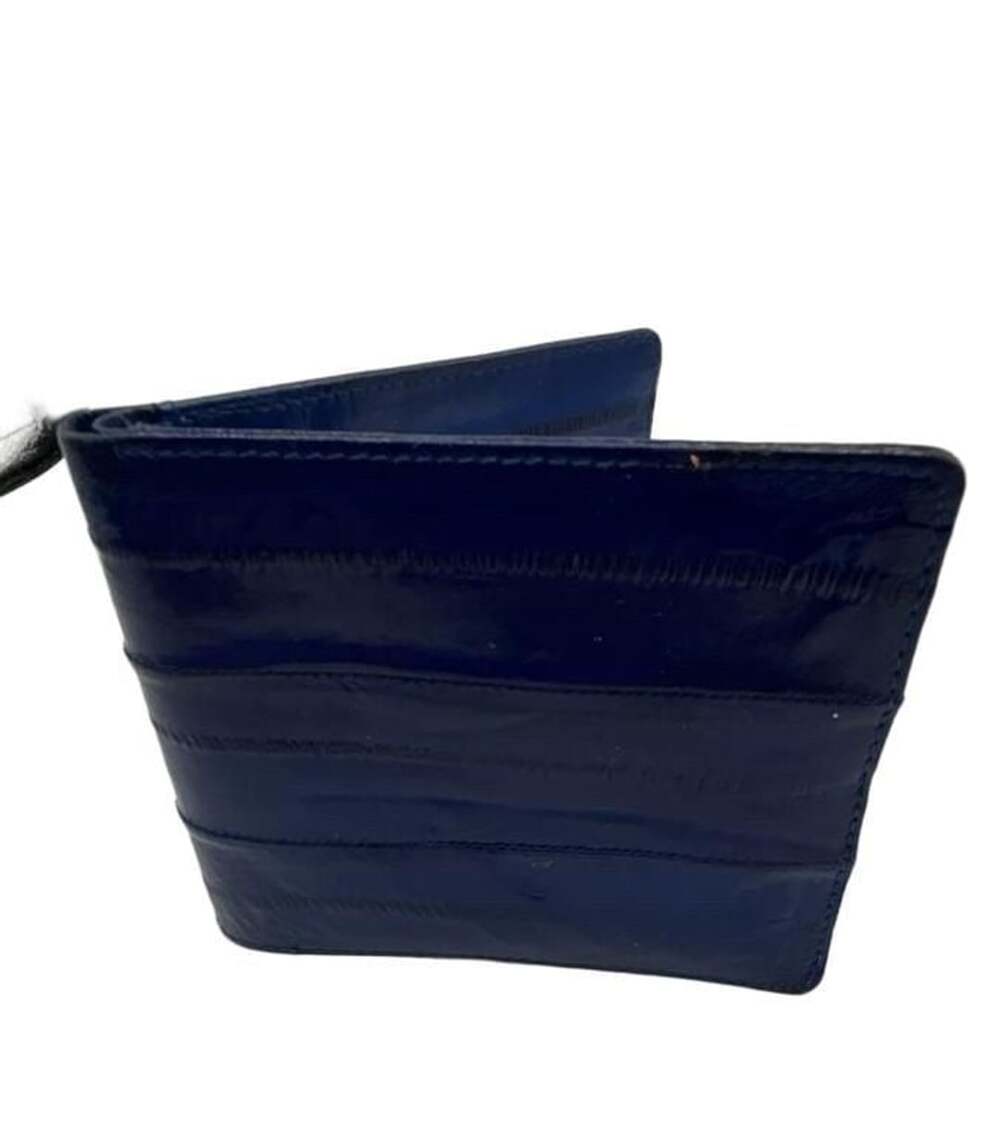 Genuine Eelskin Blue Men's Bifold Wallet